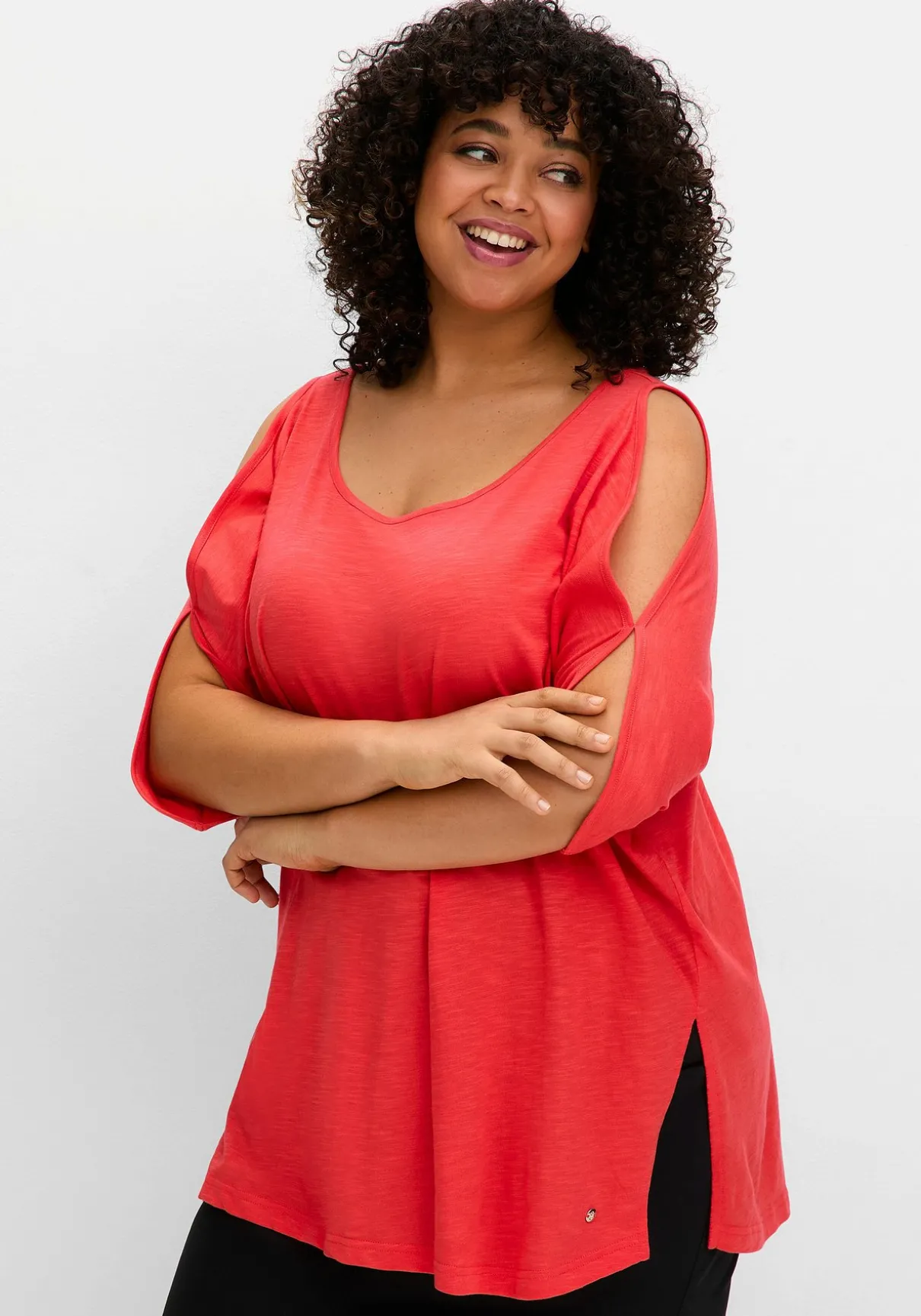 Shirt mit geschlitzten Fledermausärmeln