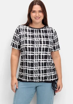 Shirt mit Grafik-Muster und U-Boot-Ausschnitt