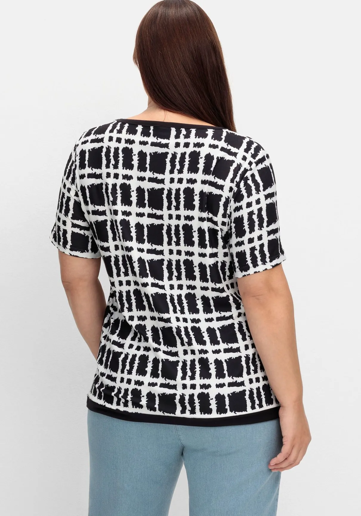 Shirt mit Grafik-Muster und U-Boot-Ausschnitt