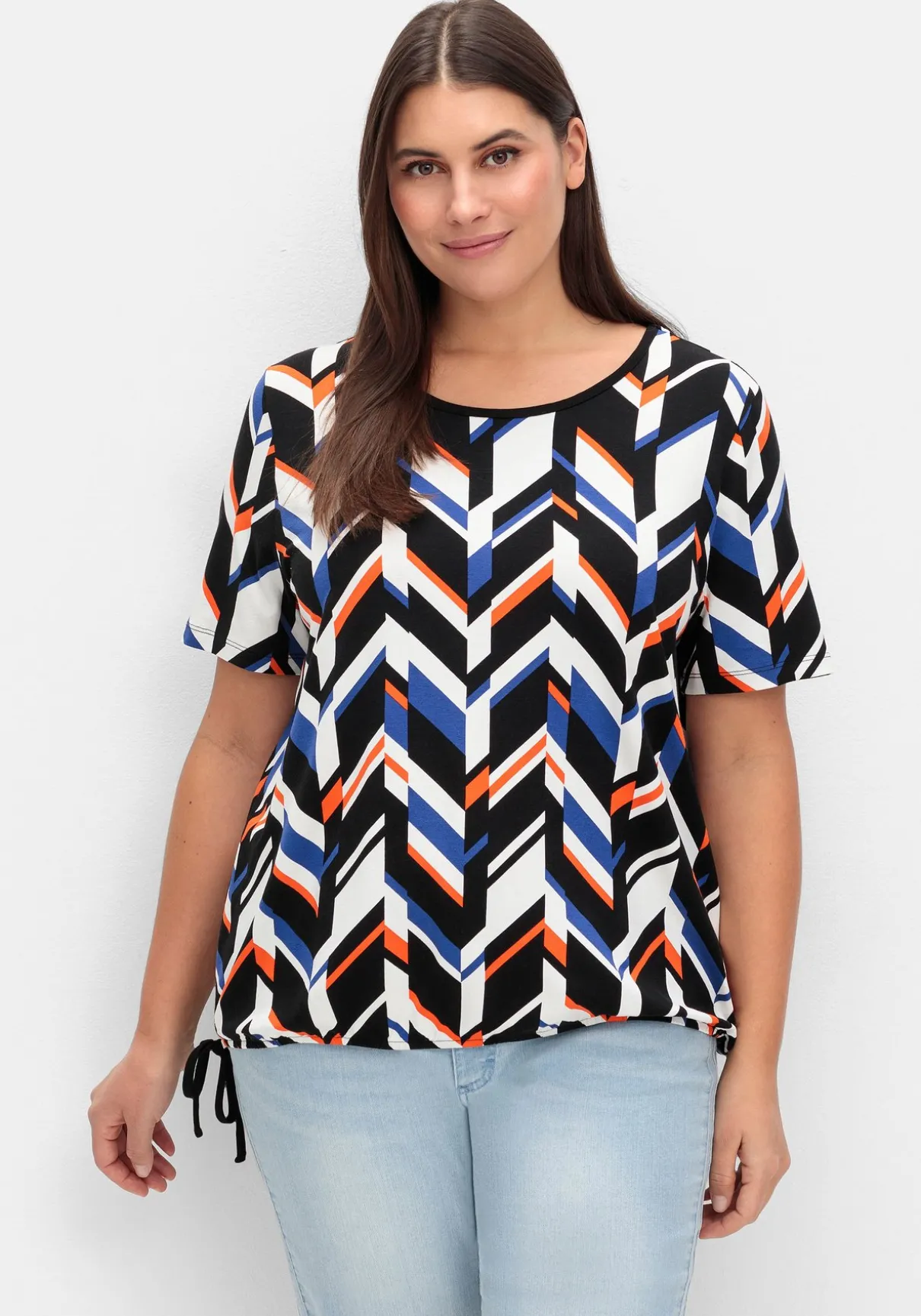 Shirt mit Grafikprint und Saum-Gummizug