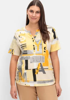 Shirt mit Grafikprint und Knopfleiste