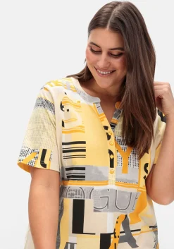 Shirt mit Grafikprint und Knopfleiste