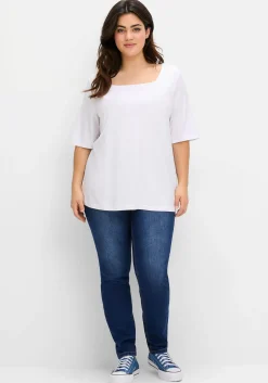 Shirt mit Karree-Ausschnitt, leicht tailliert