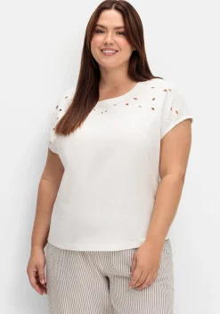 Shirt mit Lochstickerei