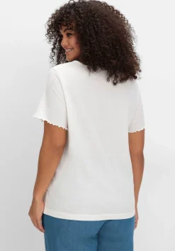 Shirt mit Lochstickerei-Einsatz vorn