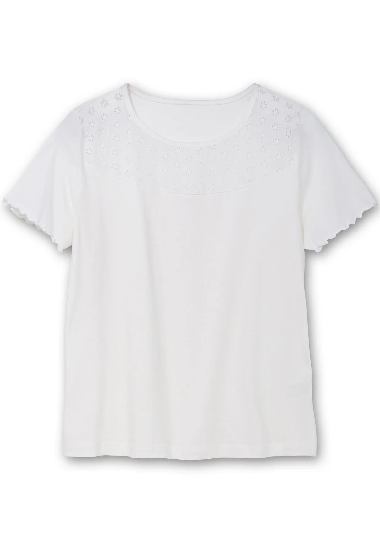 Shirt mit Lochstickerei-Einsatz vorn