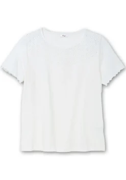 Shirt mit Lochstickerei-Einsatz vorn