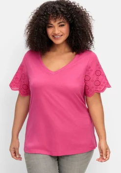 Shirt mit Lochstickerei-Ärmeln