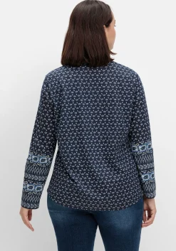 Shirt mit Minimalprint und Krempelärmeln