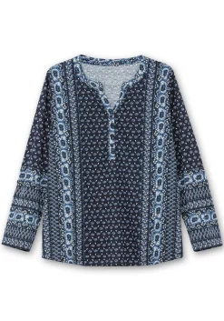 Shirt mit Minimalprint und Krempelärmeln