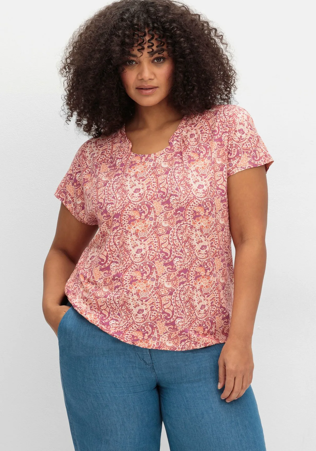 Shirt mit Paisleyprint und Gummizugbund