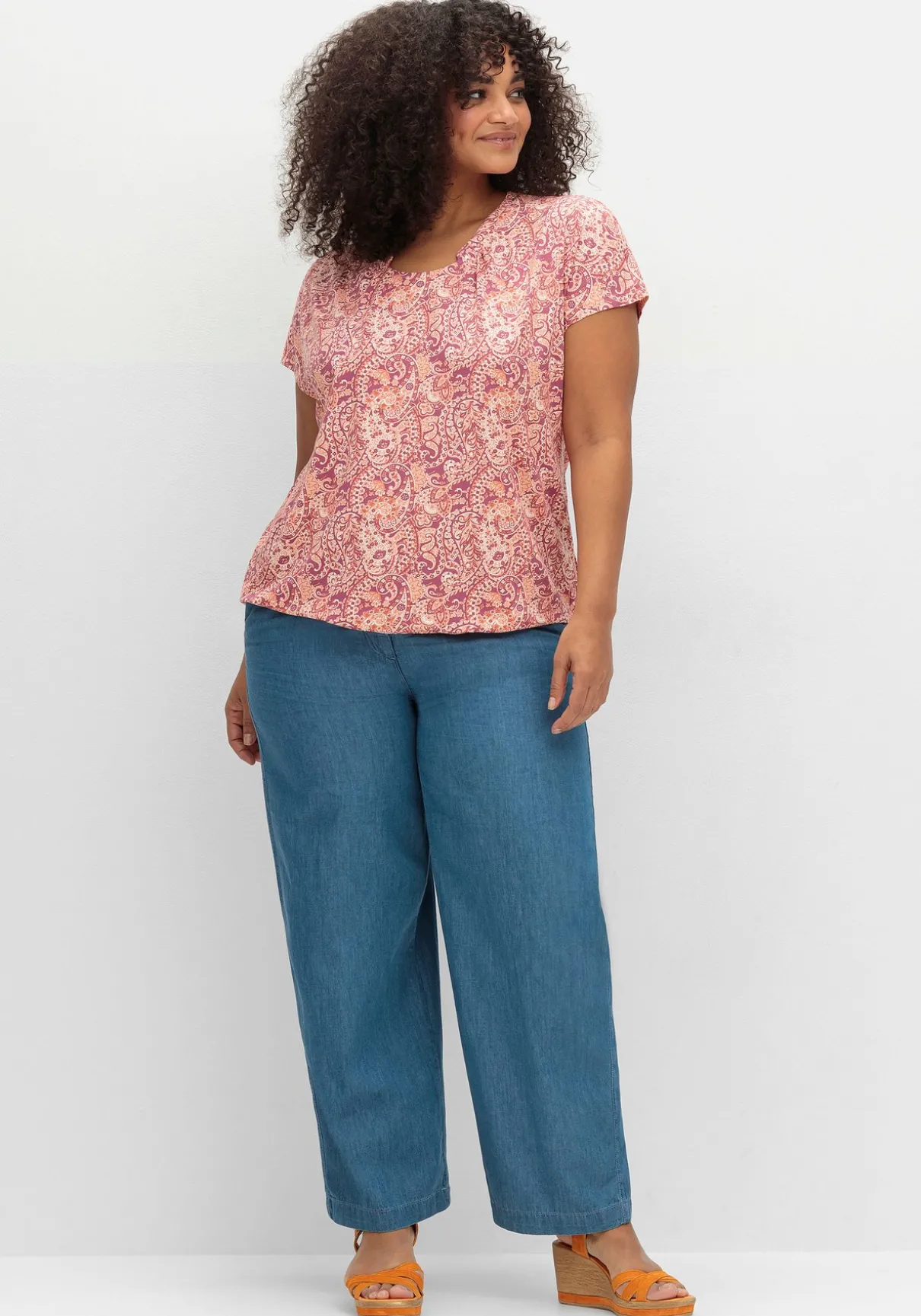 Shirt mit Paisleyprint und Gummizugbund