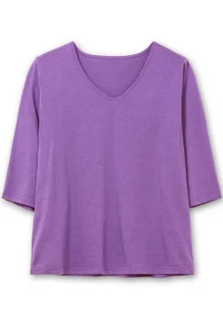 Shirt mit 3/4-Ärmeln und V-Ausschnitt