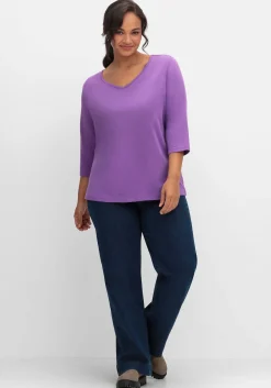 Shirt mit 3/4-Ärmeln und V-Ausschnitt