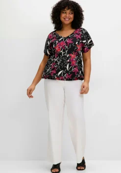 Shirt mit Ärmel-Schlitz und Alloverdruck