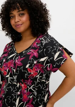 Shirt mit Ärmel-Schlitz und Alloverdruck