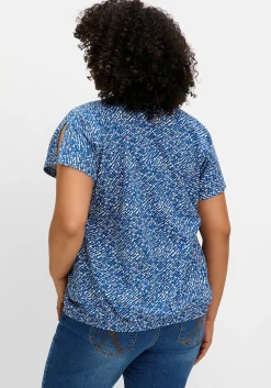 Shirt mit Ärmel-Schlitz und Alloverdruck