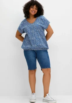 Shirt mit Ärmel-Schlitz und Alloverdruck