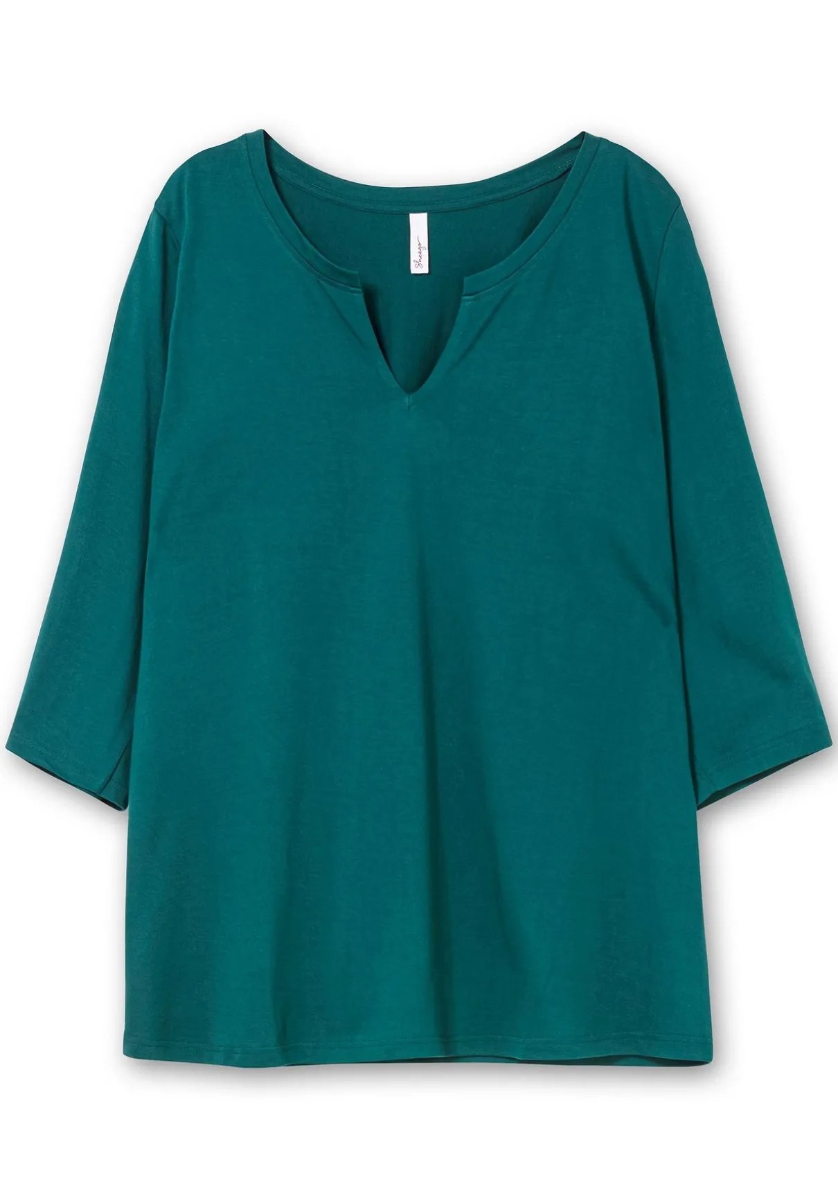 Shirt mit Rundhals und Schlitz, 3/4-Ärmel