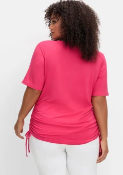 Shirt mit seitlichem Tunnelzug und längerem Halbarm