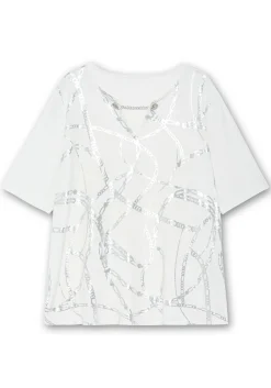 Shirt mit Ösen und Metallkette am Ausschnitt