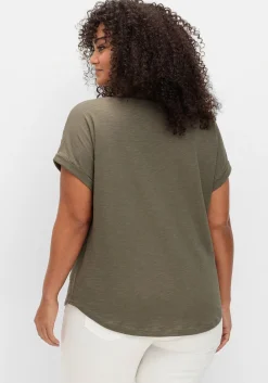 Shirt mit Spitzen-Applikation auf den Schultern