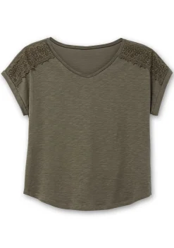 Shirt mit Spitzen-Applikation auf den Schultern