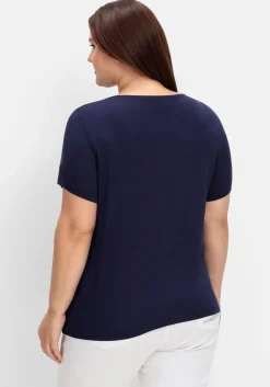 Shirt mit Spitzeneinsatz, aus Viskosejersey