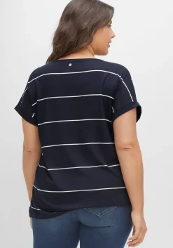 Shirt mit Streifen und Bindeband am Saum