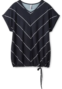 Shirt mit Streifen und Bindeband am Saum