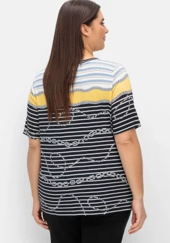 Shirt mit Streifendruck und Kettenmotiven