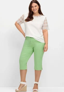 Shirt mit transparentem Spitzenbesatz