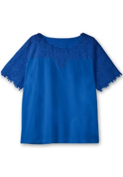 Shirt mit transparentem Spitzenbesatz