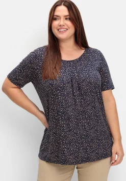 Shirt mit Tupfen-Alloverdruck und gelegten Falten
