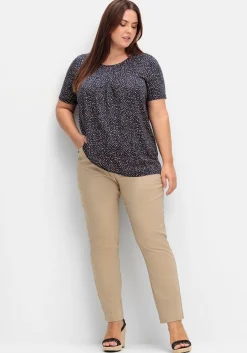 Shirt mit Tupfen-Alloverdruck und gelegten Falten