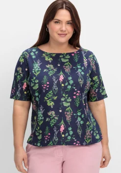 Shirt mit U-Boot-Ausschnitt und floralem Print