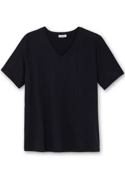 Shirt mit V-Ausschnitt, aus leichtem Jersey