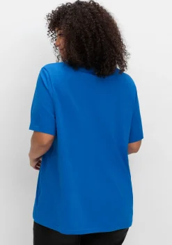 Shirt mit V-Ausschnitt, aus leichtem Jersey