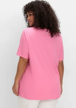 Shirt mit V-Ausschnitt, aus leichtem Jersey