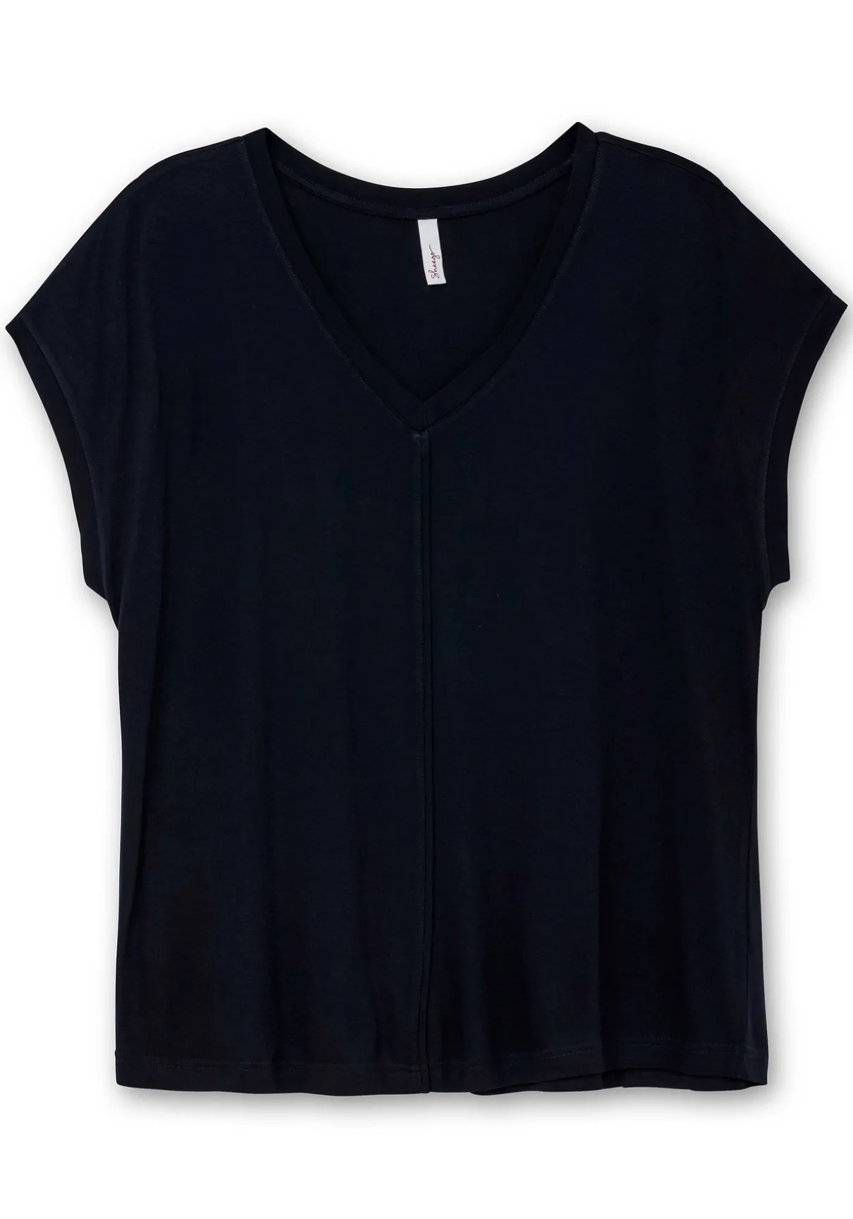 Shirt mit V-Ausschnitt und Zierpaspel vorn