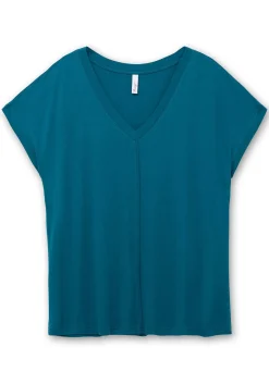 Shirt mit V-Ausschnitt und Zierpaspel vorn