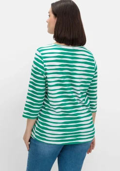 Shirt mit welligen Streifen und 3/4-Ärmeln