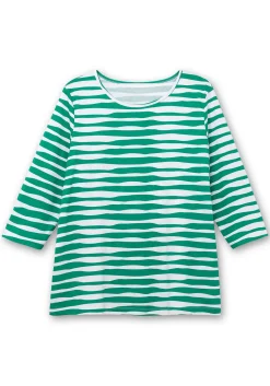 Shirt mit welligen Streifen und 3/4-Ärmeln