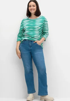 Shirt mit welligen Streifen und 3/4-Ärmeln