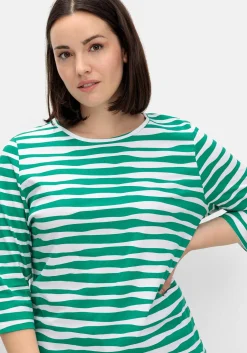 Shirt mit welligen Streifen und 3/4-Ärmeln