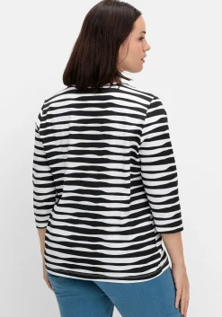 Shirt mit welligen Streifen und 3/4-Ärmeln