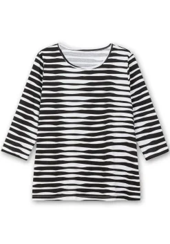 Shirt mit welligen Streifen und 3/4-Ärmeln