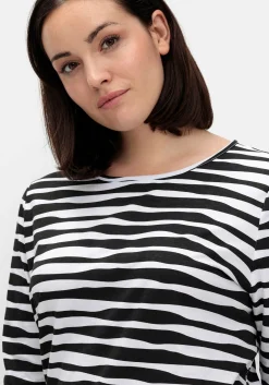 Shirt mit welligen Streifen und 3/4-Ärmeln