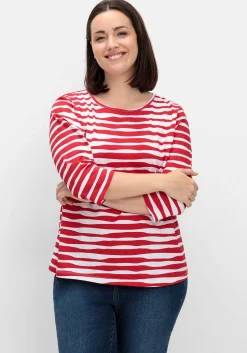 Shirt mit welligen Streifen und 3/4-Ärmeln