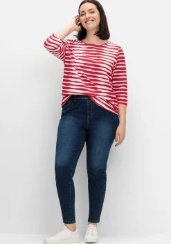 Shirt mit welligen Streifen und 3/4-Ärmeln